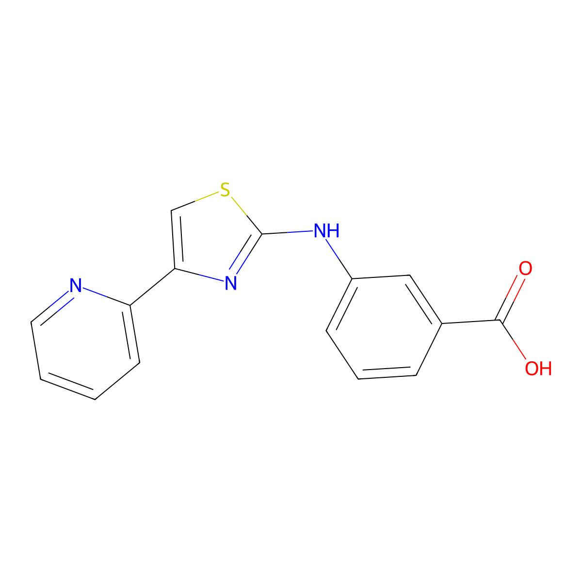 3-(4-Pyridin-2-yl-thiazol-2-ylamino)-benzoic acid molecular structure, CAS 315702-87-5