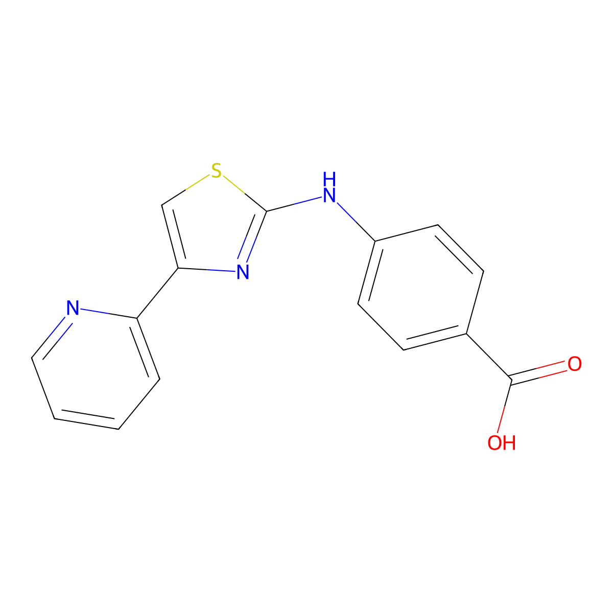Benzoic acid, 4-[[4-(2-pyridinyl)-2-thiazolyl]amino]- molecular structure, CAS 315702-88-6