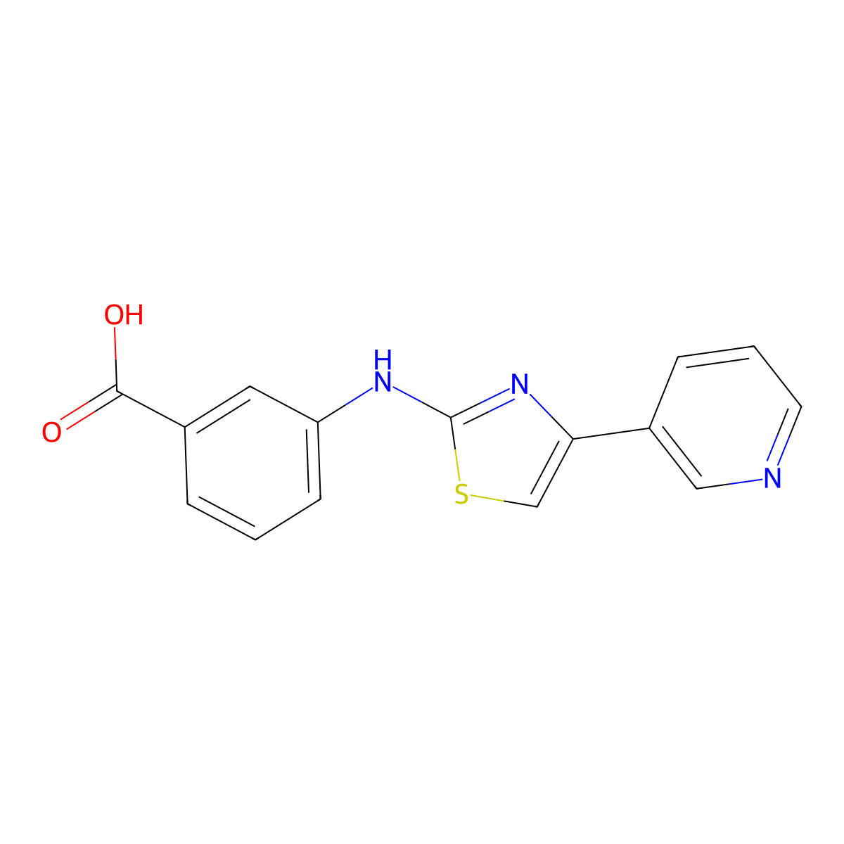 3-(4-Pyridin-3-yl-thiazol-2-ylamino)-benzoic acid molecular structure, CAS 315703-28-7
