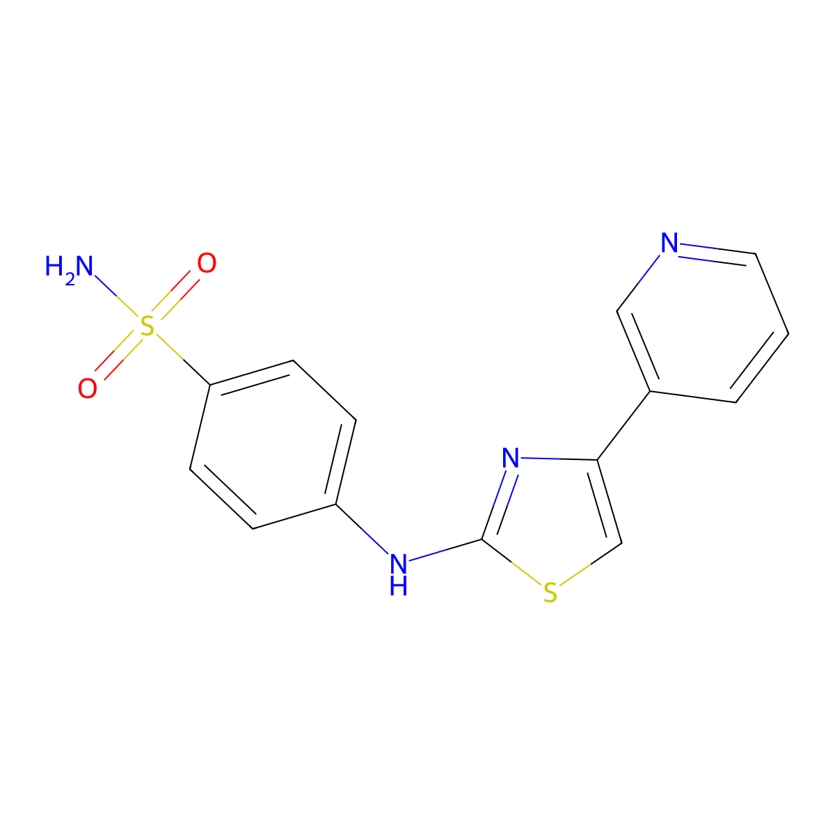 4-(4-Pyridin-3-yl-thiazol-2-ylamino)-benzenesulfonamide molecular structure, CAS 315703-36-7