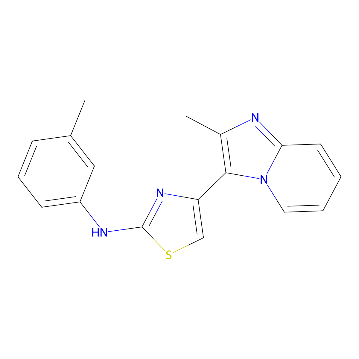 4-(2-methylimidazo[1,2-a]pyridin-3-yl)-N-(3-methylphenyl)-1,3-thiazol-2-amine molecular structure, CAS 315703-51-6