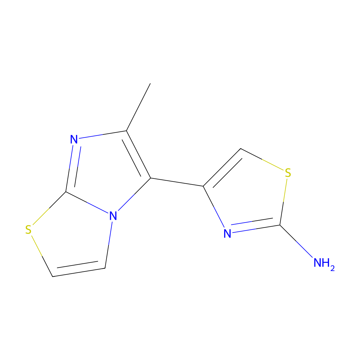 4-(6-Methyl-imidazo[2,1-b]thiazol-5-yl)-thiazol-2-ylamine molecular structure, CAS 315703-75-4