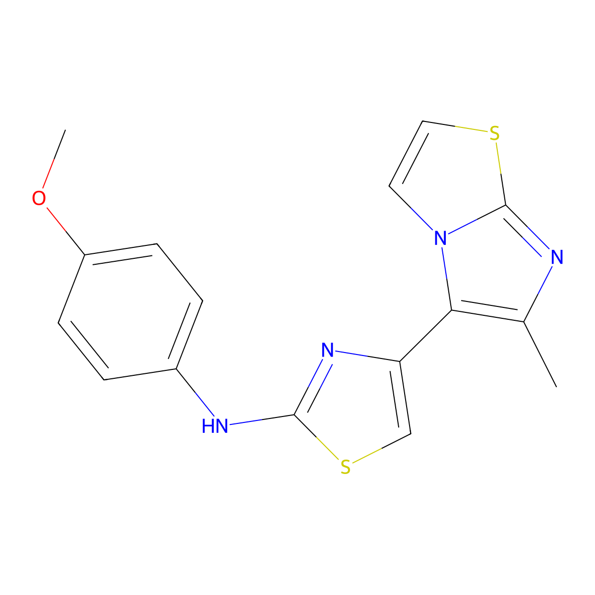 N-(4-methoxyphenyl)-4-(6-methylimidazo[2,1-b][1,3]thiazol-5-yl)-1,3-thiazol-2-amine molecular structure, CAS 315703-81-2