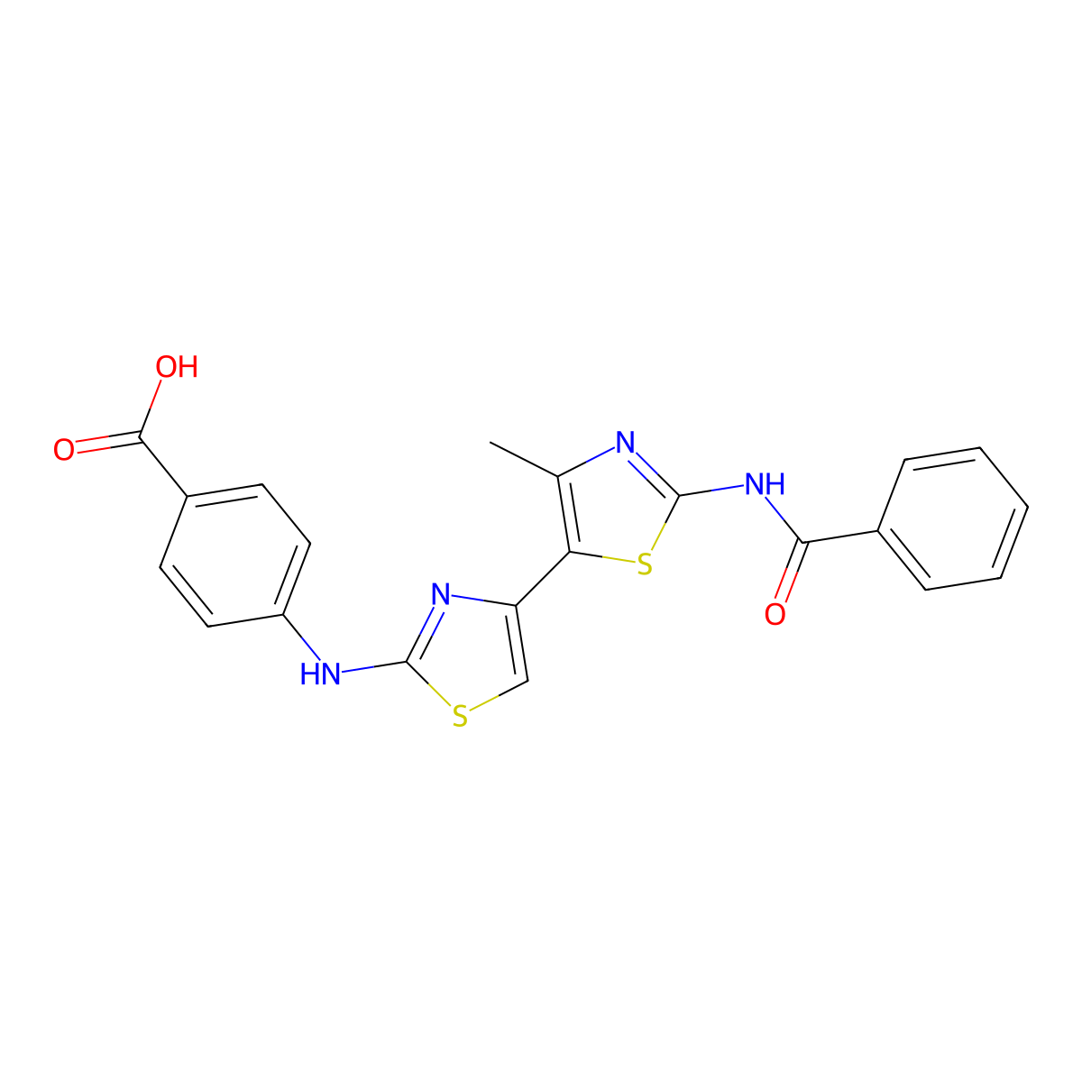 4-[[4-(2-Benzamido-4-methyl-1,3-thiazol-5-yl)-1,3-thiazol-2-yl]amino]benzoic acid molecular structure, CAS 315704-34-8