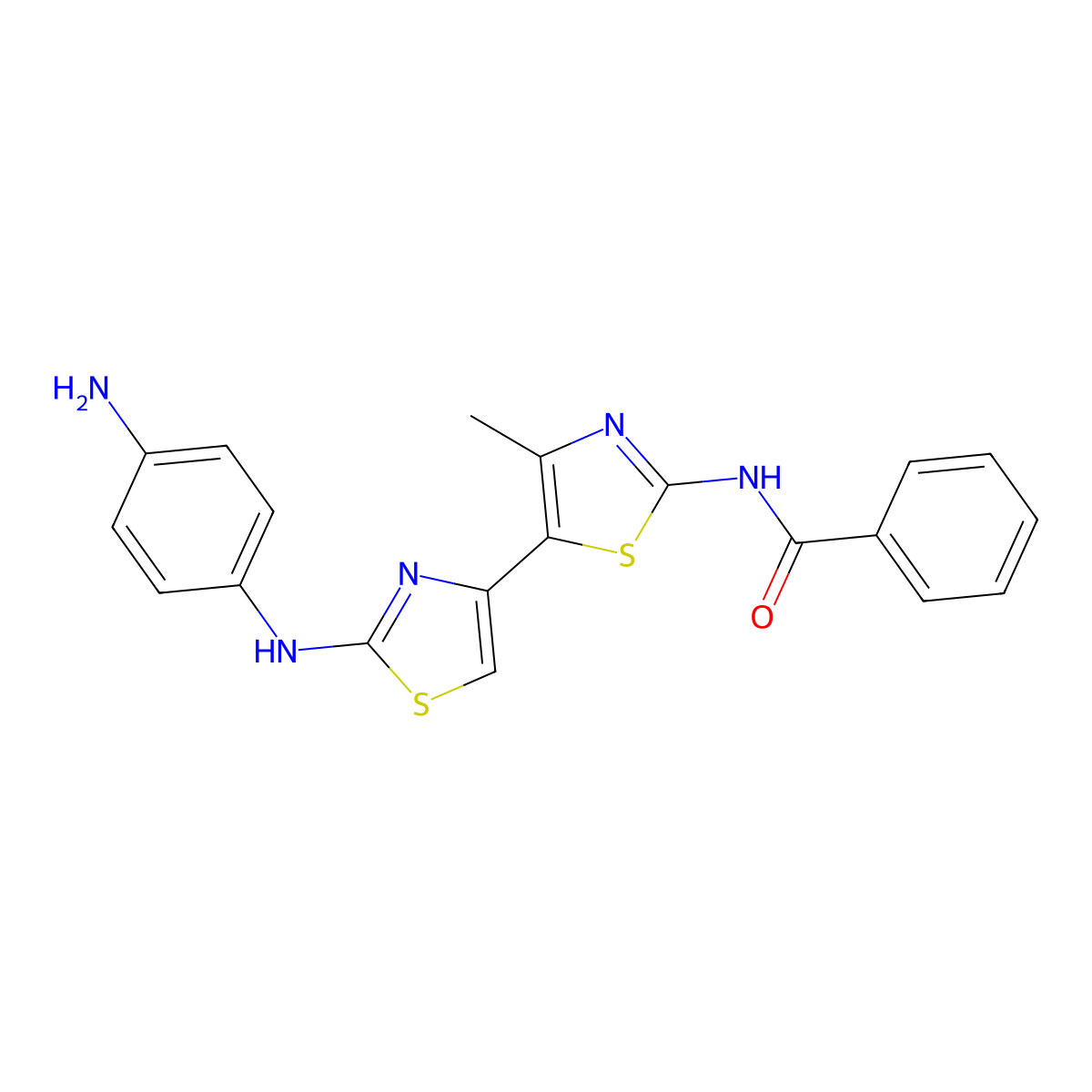 N-[5-[2-(4-aminoanilino)-1,3-thiazol-4-yl]-4-methyl-1,3-thiazol-2-yl]benzamide molecular structure, CAS 315704-36-0