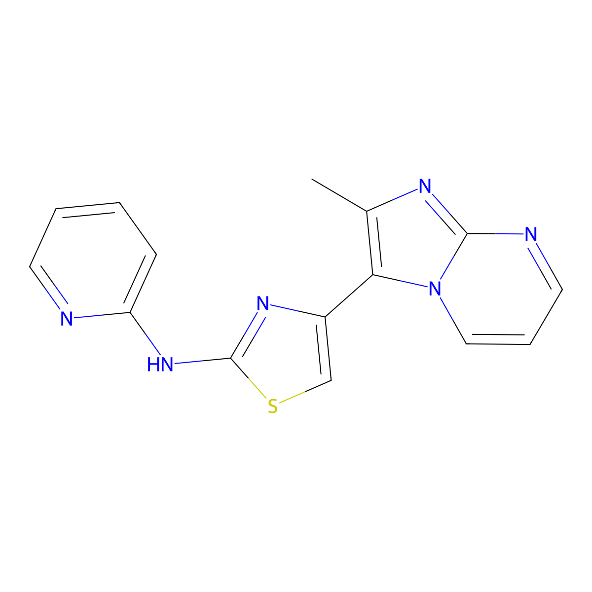 4-(2-methylimidazo[1,2-a]pyrimidin-3-yl)-N-pyridin-2-yl-1,3-thiazol-2-amine molecular structure, CAS 315704-77-9