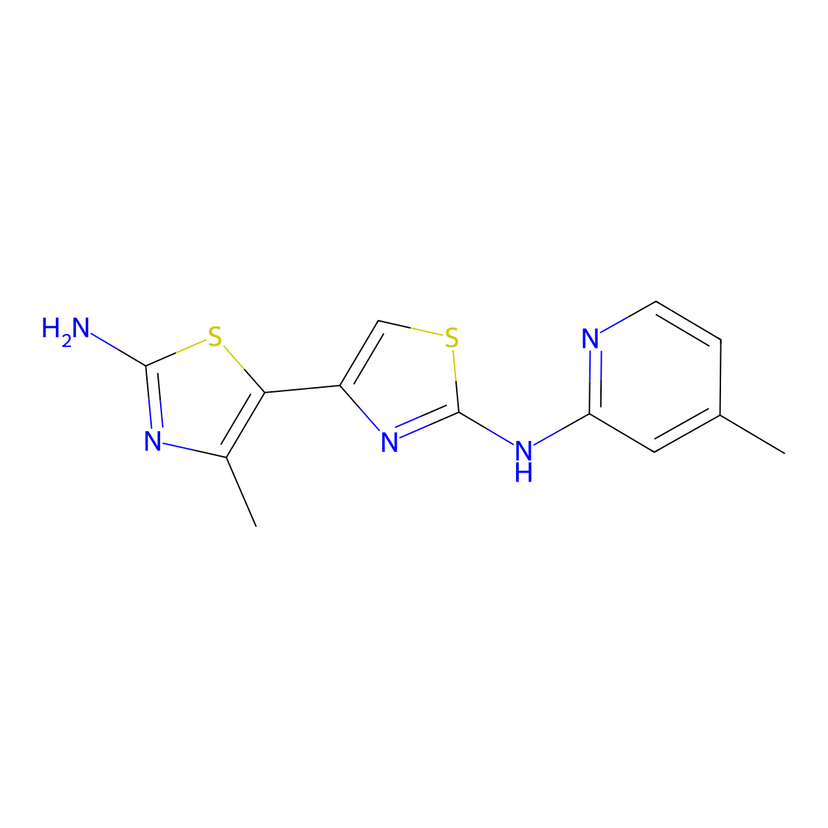 4'-Methyl-N2-(4-methyl-2-pyridinyl)(4,5'-bithiazole)-2,2'-diamine molecular structure, CAS 315705-12-5
