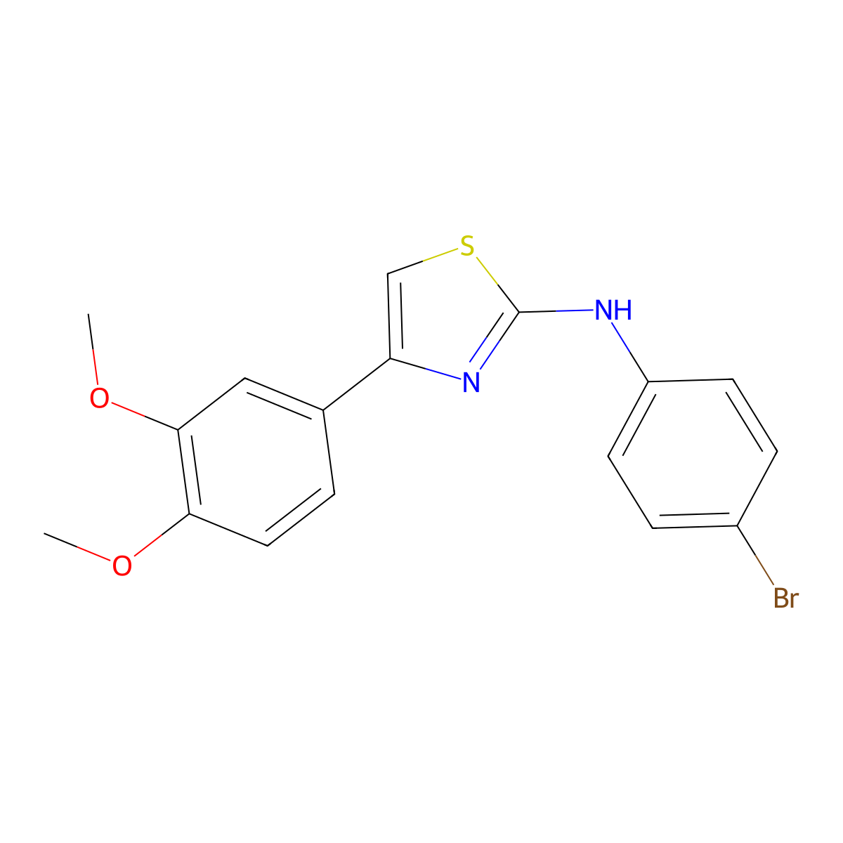 N-(4-bromophenyl)-4-(3,4-dimethoxyphenyl)-1,3-thiazol-2-amine molecular structure, CAS 315705-20-5