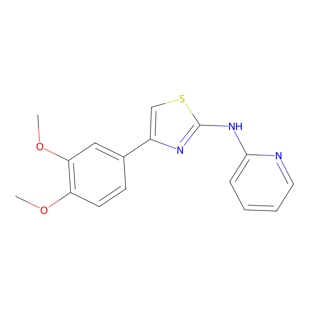 4-(3,4-dimethoxyphenyl)-N-pyridin-2-yl-1,3-thiazol-2-amine molecular structure, CAS 315705-34-1