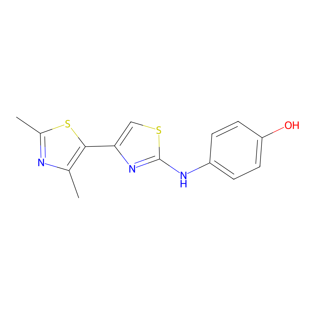 4-[[4-(2,4-Dimethyl-1,3-thiazol-5-yl)-1,3-thiazol-2-yl]amino]phenol molecular structure, CAS 315705-53-4
