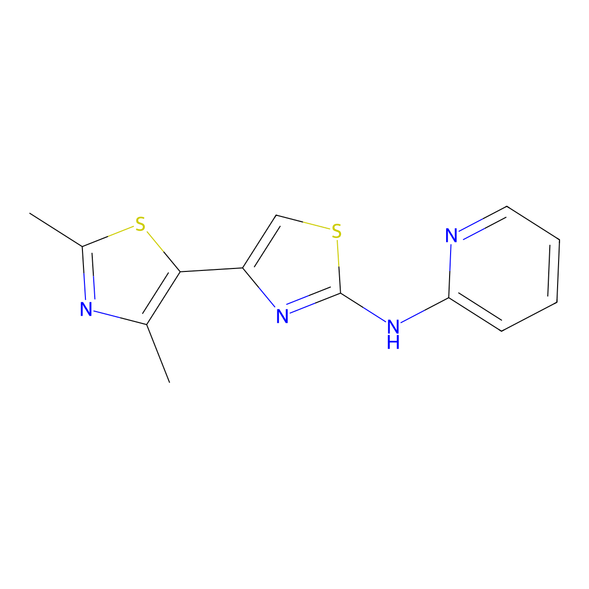 4-(2,4-dimethyl-1,3-thiazol-5-yl)-N-pyridin-2-yl-1,3-thiazol-2-amine molecular structure, CAS 315705-58-9