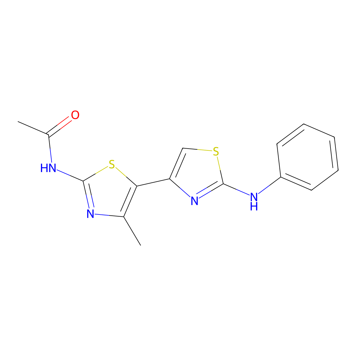 N-[5-(2-anilino-1,3-thiazol-4-yl)-4-methyl-1,3-thiazol-2-yl]acetamide molecular structure, CAS 315705-71-6