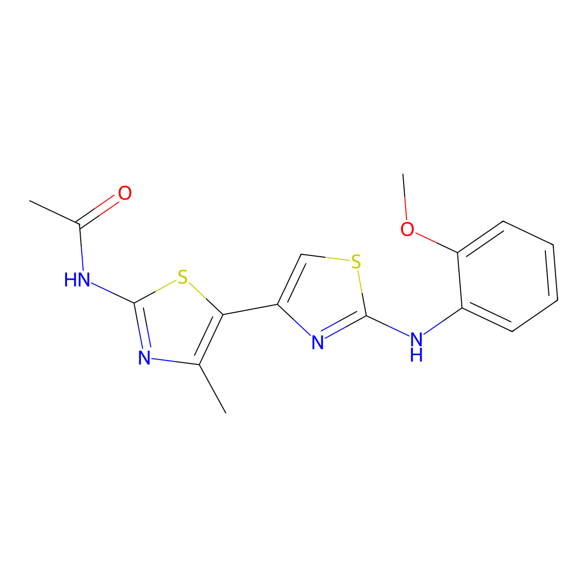 N-(2-((2-methoxyphenyl)amino)-4'-methyl-[4,5'-bithiazol]-2'-yl)acetamide molecular structure, CAS 315705-75-0