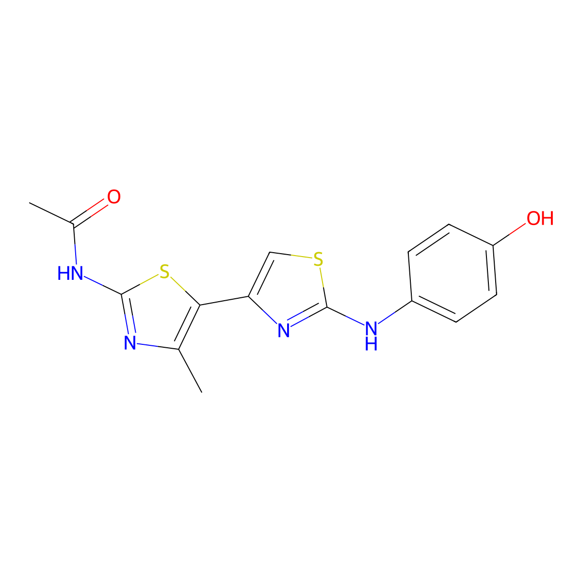 N-(5-{2-[(4-hydroxyphenyl)amino]-1,3-thiazol-4-yl}-4-methyl-1,3-thiazol-2-yl)acetamide molecular structure, CAS 315705-78-3