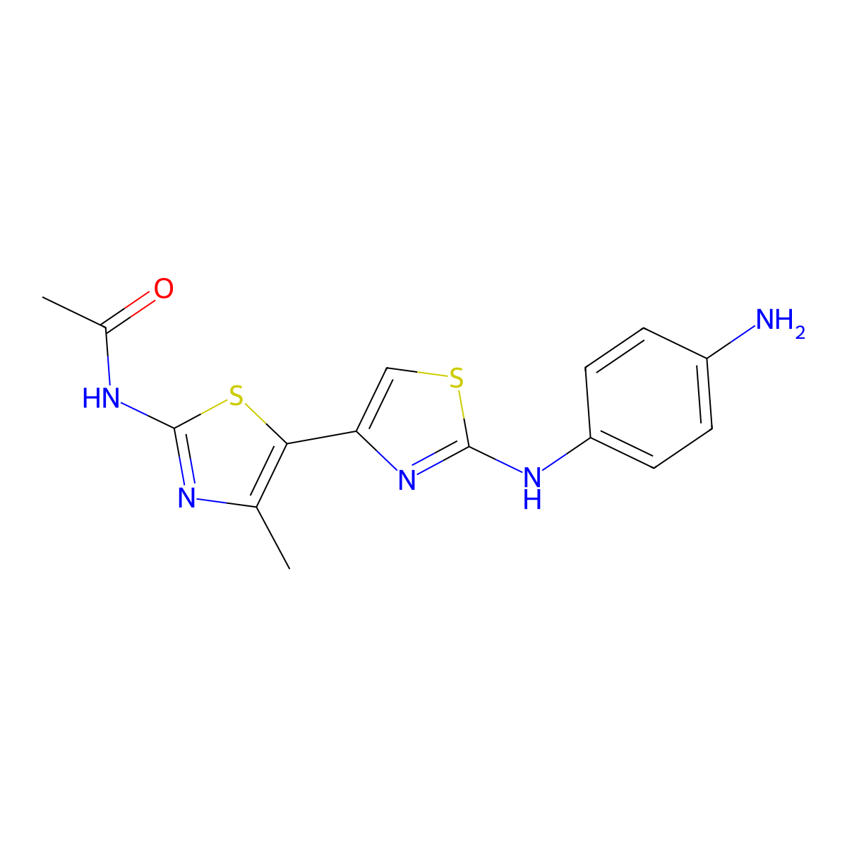 N-(5-{2-[(4-Aminophenyl)amino]-1,3-thiazol-4-YL}-4-methyl-1,3-thiazol-2-YL)acetamide molecular structure, CAS 315705-86-3