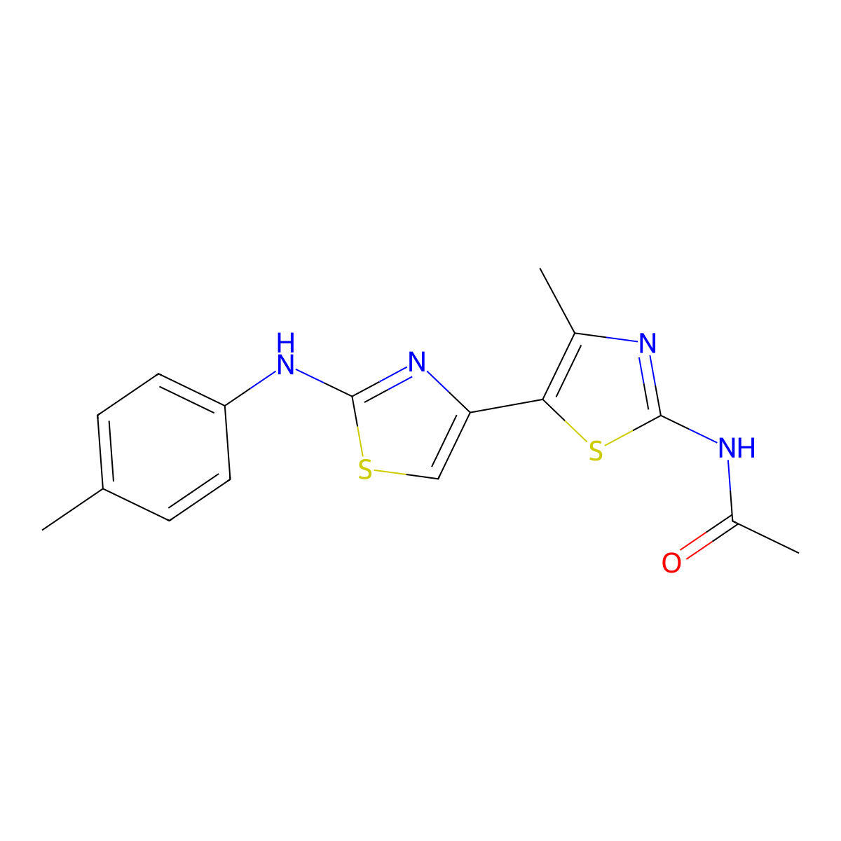 N-(4'-Methyl-2-(p-tolylamino)-[4,5'-bithiazol]-2'-yl)acetamide molecular structure, CAS 315705-95-4