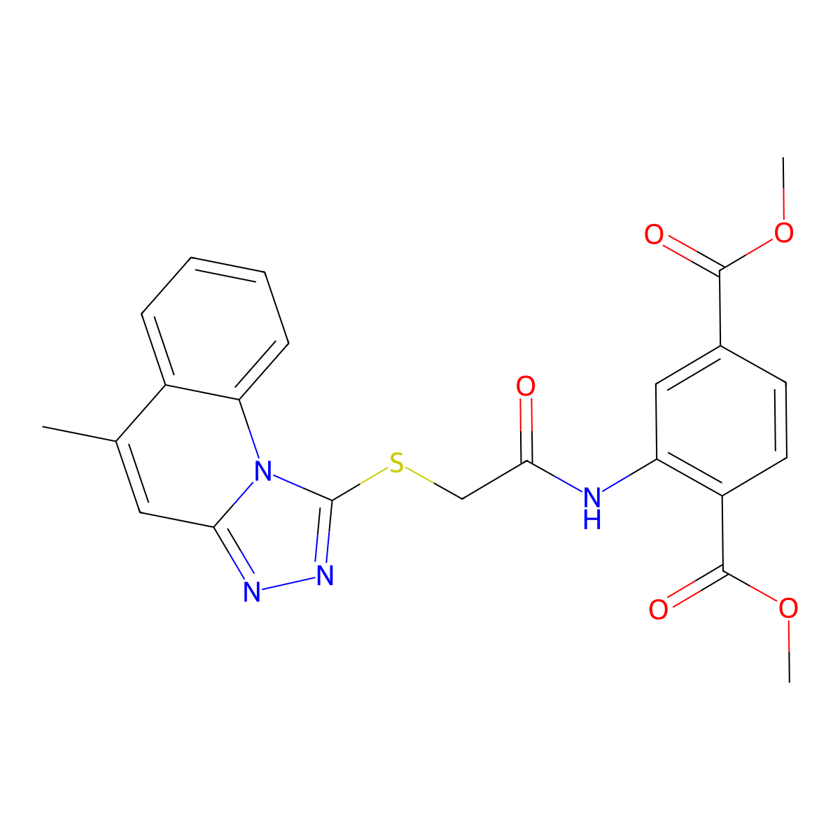 Dimethyl 2-({[(5-methyl[1,2,4]triazolo[4,3-a]quinolin-1-yl)thio]acetyl}amino)terephthalate molecular structure, CAS 315707-56-3