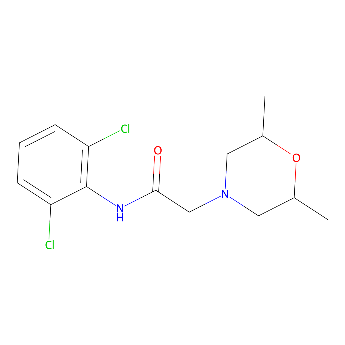 N-(2,6-dichlorophenyl)-2-(2,6-dimethylmorpholin-4-yl)acetamide molecular structure, CAS 315707-63-2