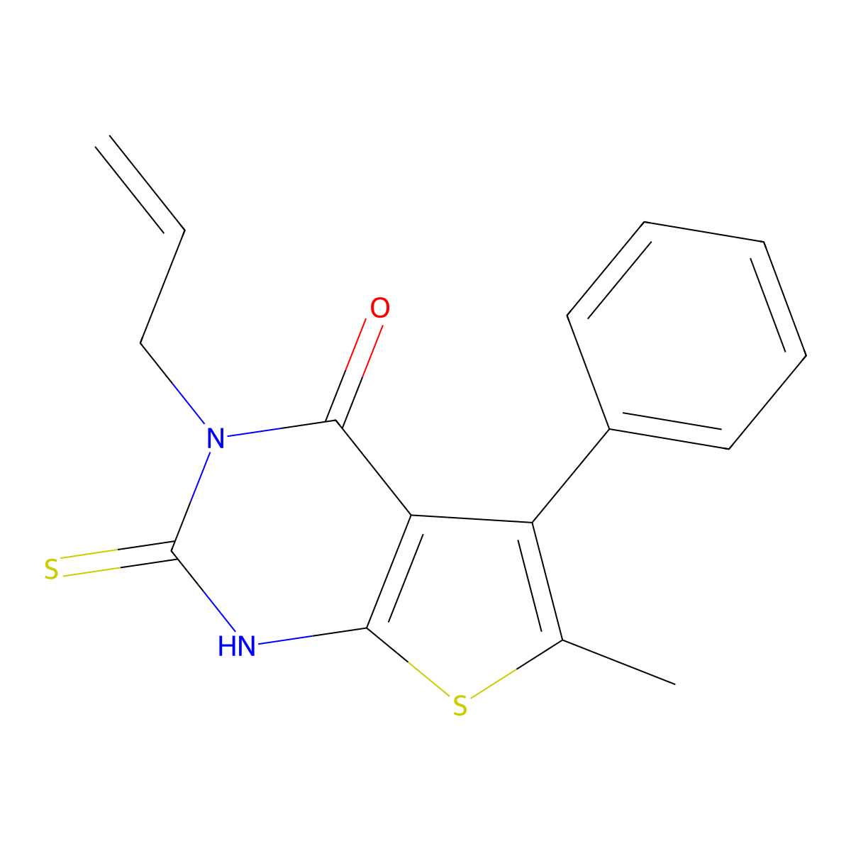 3-allyl-6-methyl-5-phenyl-2-thioxo-2,3-dihydrothieno[2,3-d]pyrimidin-4(1H)-one molecular structure, CAS 315707-64-3