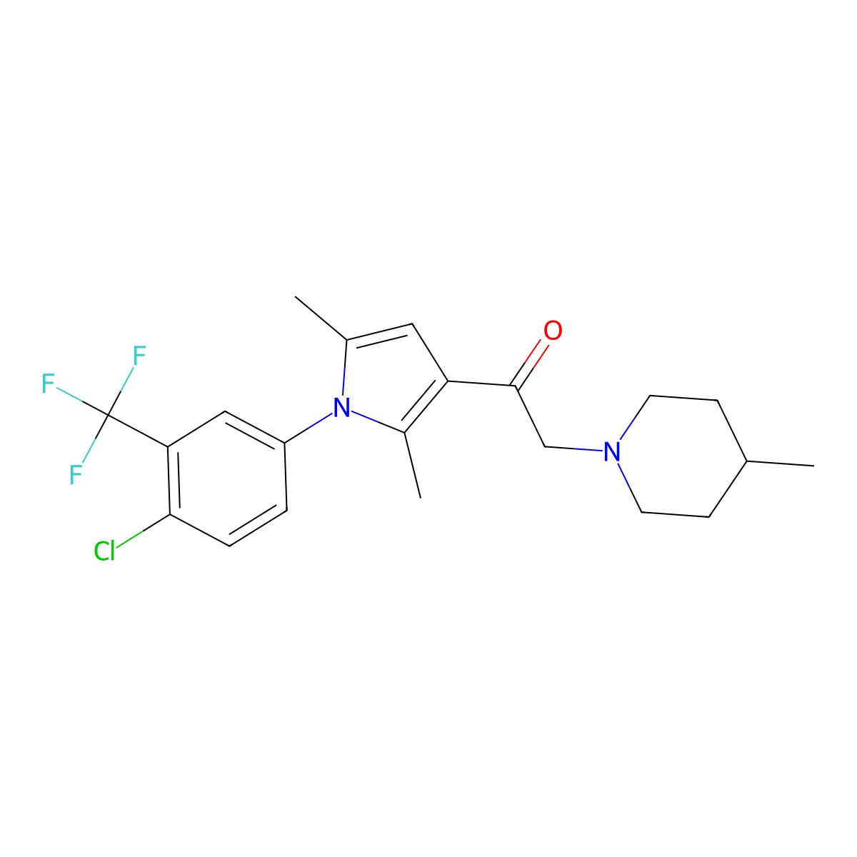 1-[1-[4-Chloro-3-(trifluoromethyl)phenyl]-2,5-dimethylpyrrol-3-yl]-2-(4-methylpiperidin-1-yl)ethanone molecular structure, CAS 315707-65-4