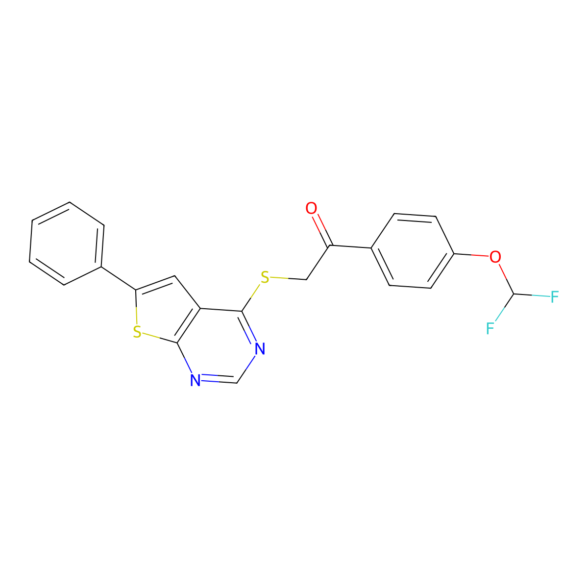 1-[4-(Difluoromethoxy)phenyl]-2-(6-phenylthieno[2,3-d]pyrimidin-4-yl)sulfanylethanone molecular structure, CAS 315708-15-7