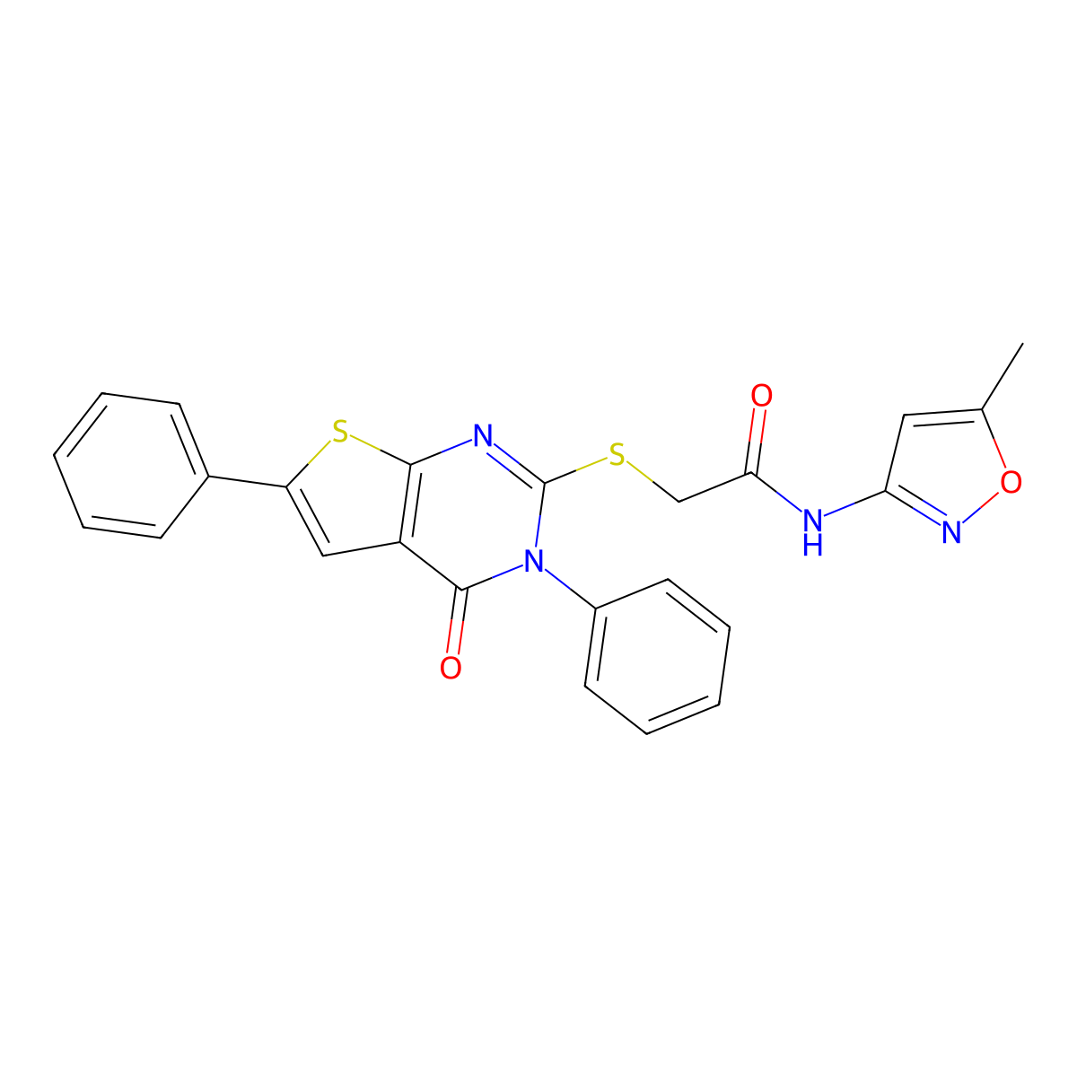 N-(5-methyl-1,2-oxazol-3-yl)-2-(4-oxo-3,6-diphenylthieno[2,3-d]pyrimidin-2-yl)sulfanylacetamide molecular structure, CAS 315708-40-8