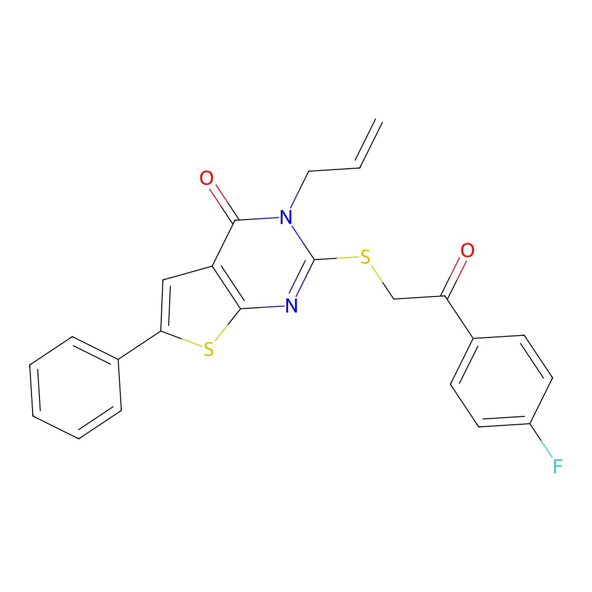 2-{[2-(4-fluorophenyl)-2-oxoethyl]sulfanyl}-6-phenyl-3-(prop-2-en-1-yl)thieno[2,3-d]pyrimidin-4(3H)-one molecular structure, CAS 315708-54-4