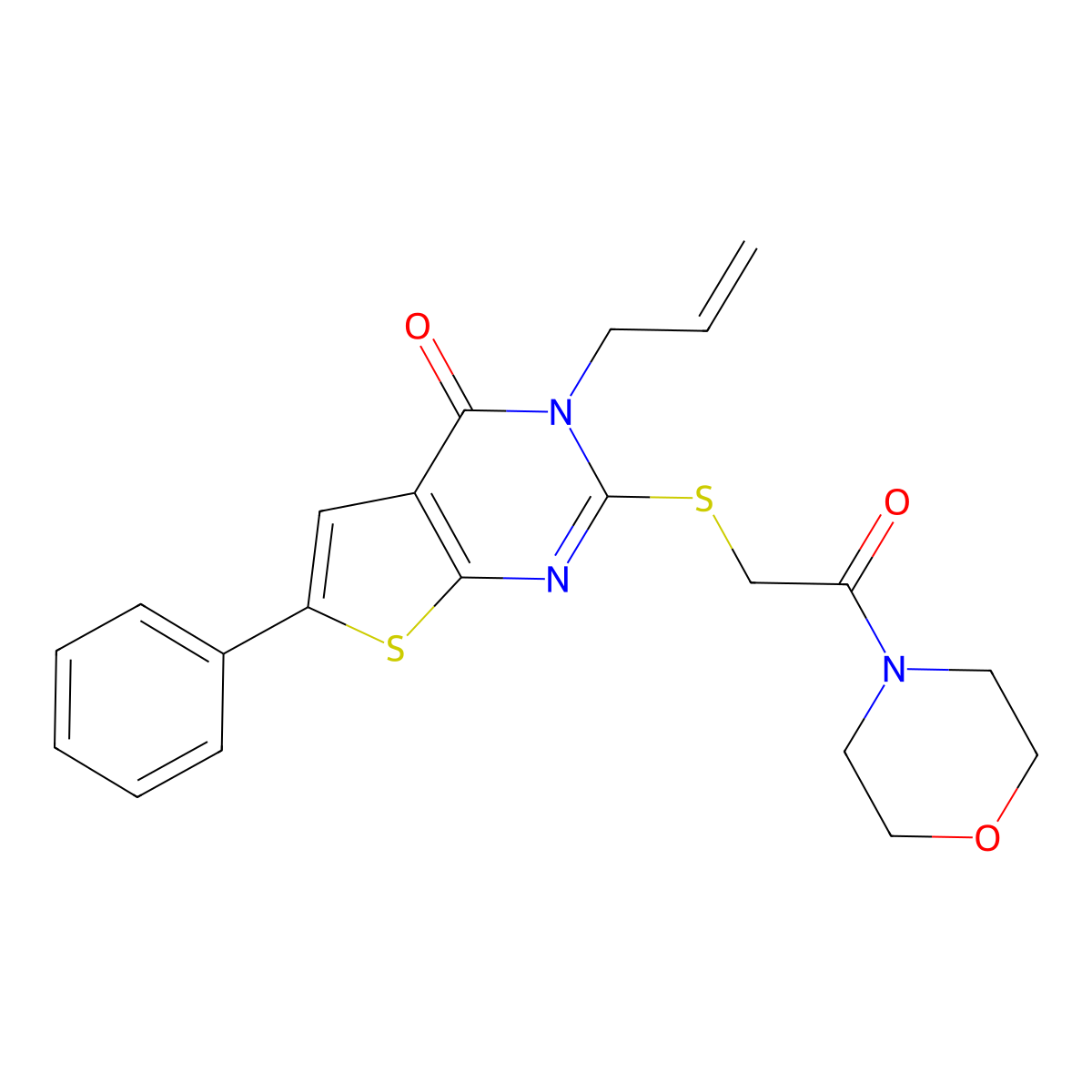 2-(2-Morpholin-4-yl-2-oxoethyl)sulfanyl-6-phenyl-3-prop-2-enylthieno[2,3-d]pyrimidin-4-one molecular structure, CAS 315708-64-6