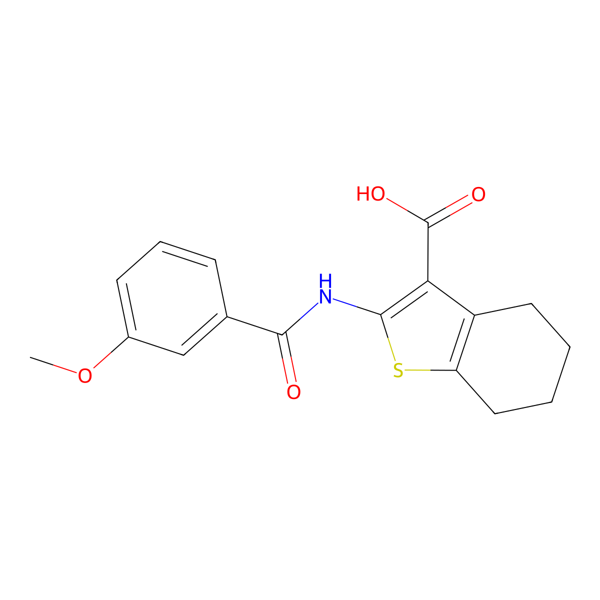 2-[(3-Methoxybenzoyl)amino]-4,5,6,7-tetrahydro-1-benzothiophene-3-carboxylic acid molecular structure, CAS 315708-73-7