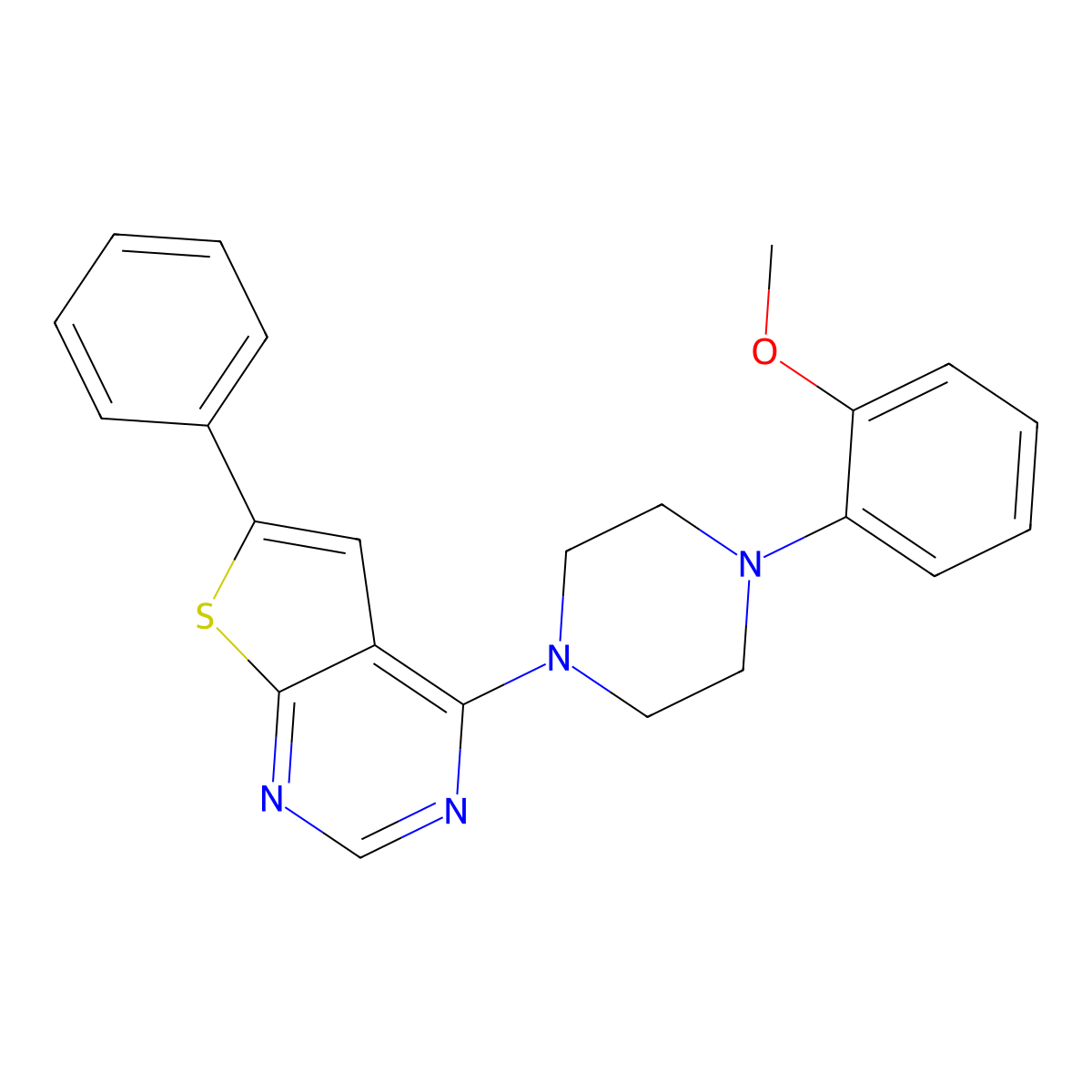 4-[4-(2-Methoxyphenyl)piperazin-1-yl]-6-phenylthieno[2,3-d]pyrimidine molecular structure, CAS 315709-01-4
