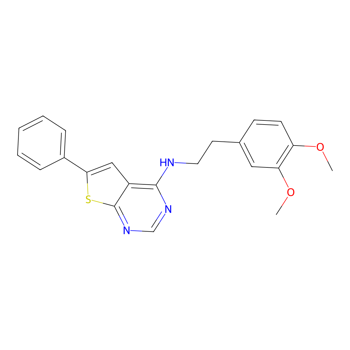 N-[2-(3,4-dimethoxyphenyl)ethyl]-6-phenylthieno[2,3-d]pyrimidin-4-amine molecular structure, CAS 315709-03-6