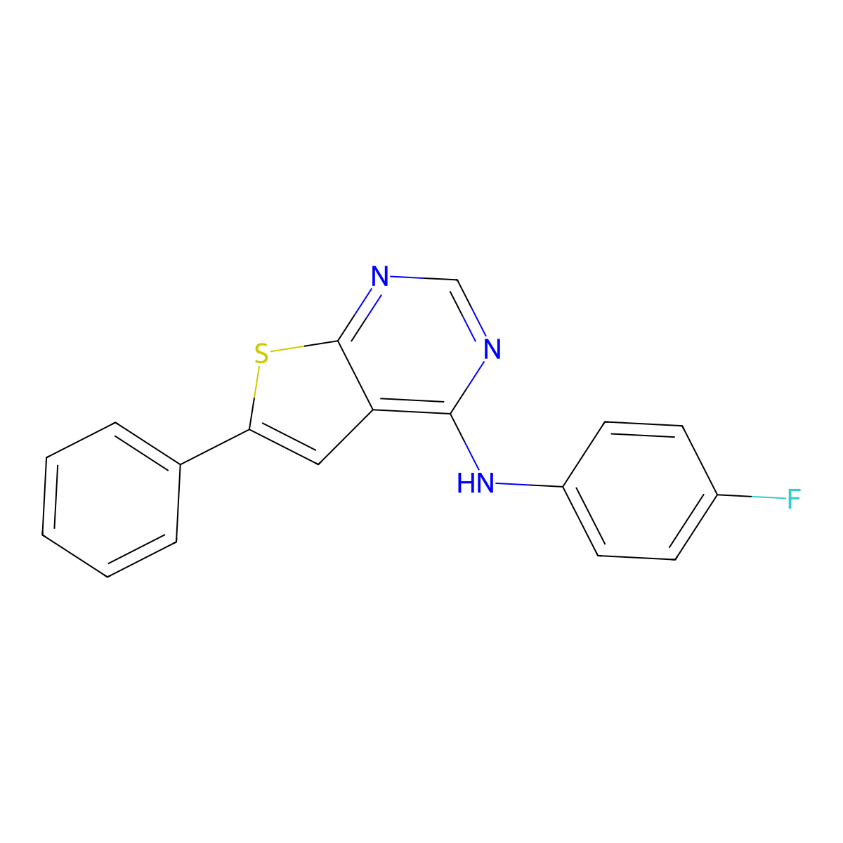 N-(4-fluorophenyl)-6-phenylthieno[2,3-d]pyrimidin-4-amine molecular structure, CAS 315709-18-3