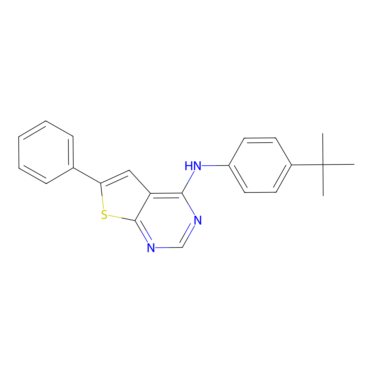 N-(4-tert-butylphenyl)-6-phenylthieno[2,3-d]pyrimidin-4-amine molecular structure, CAS 315709-19-4