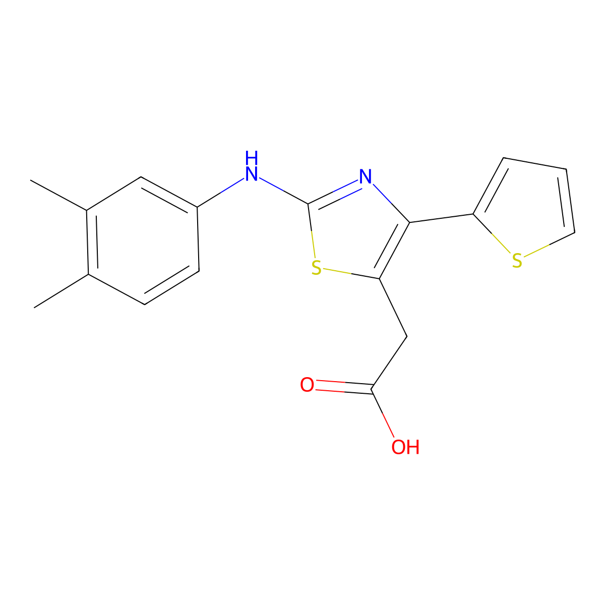 2-{2-[(3,4-Dimethylphenyl)amino]-4-(2-thienyl)-1,3-thiazol-5-yl}acetic acid molecular structure, CAS 315709-86-5