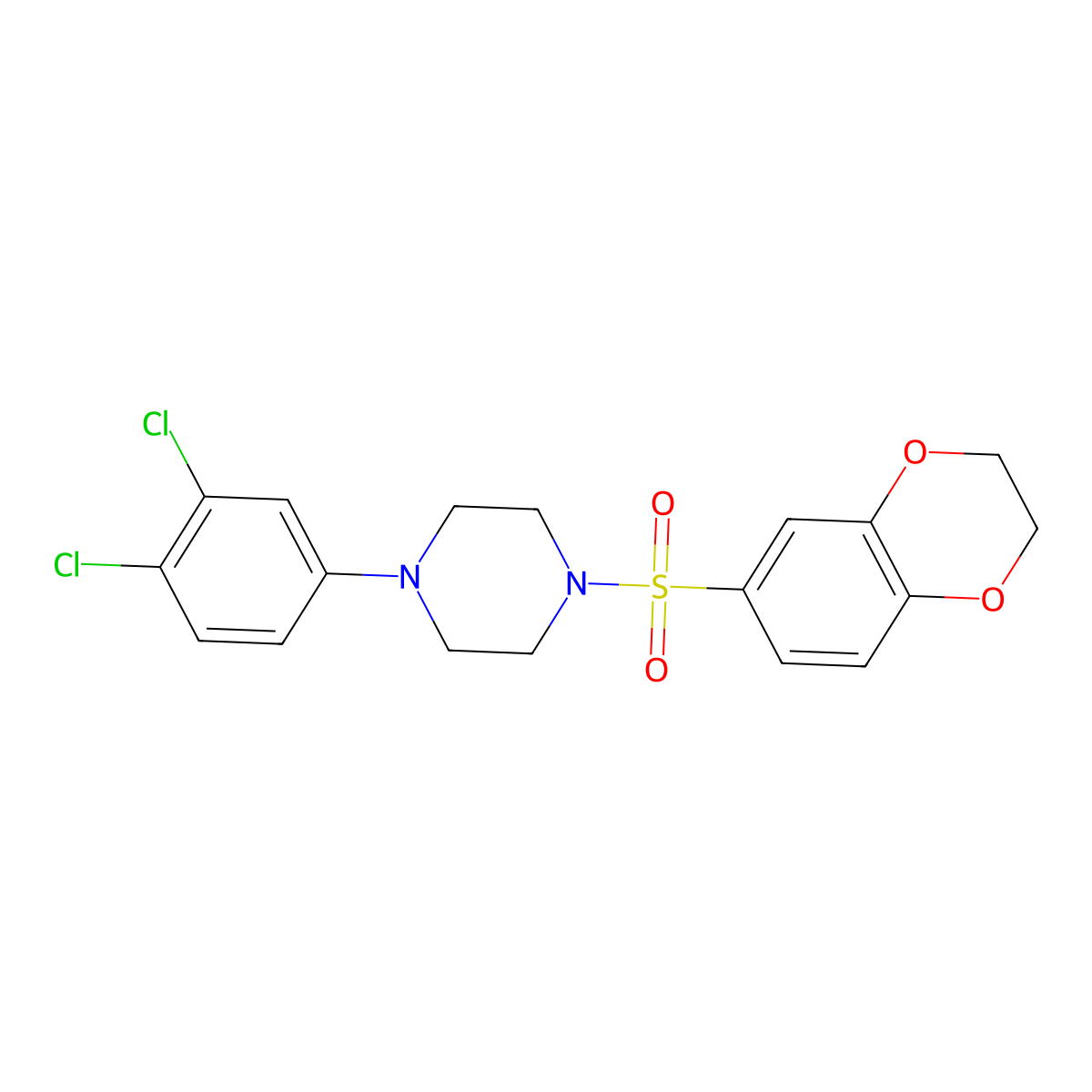 1-(3,4-Dichlorophenyl)-4-(2,3-dihydro-1,4-benzodioxine-6-sulfonyl)piperazine molecular structure, CAS 315709-96-7