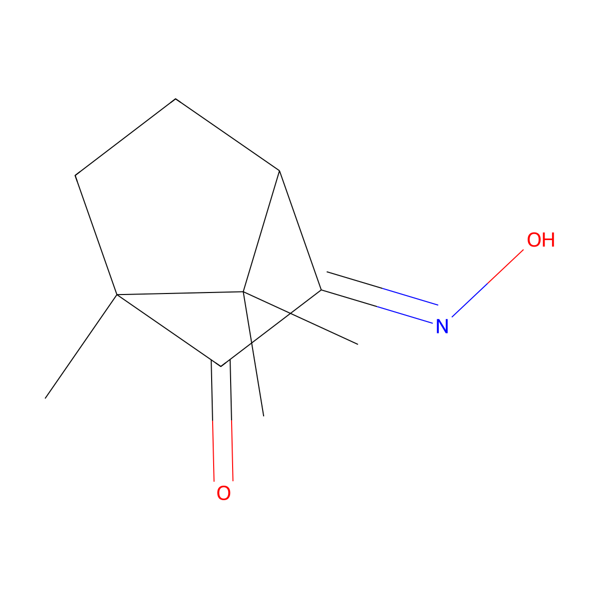 (1R,4S)-3-hydroxyimino-1,7,7-trimethylbicyclo[2.2.1]heptan-2-one molecular structure, CAS 31571-14-9