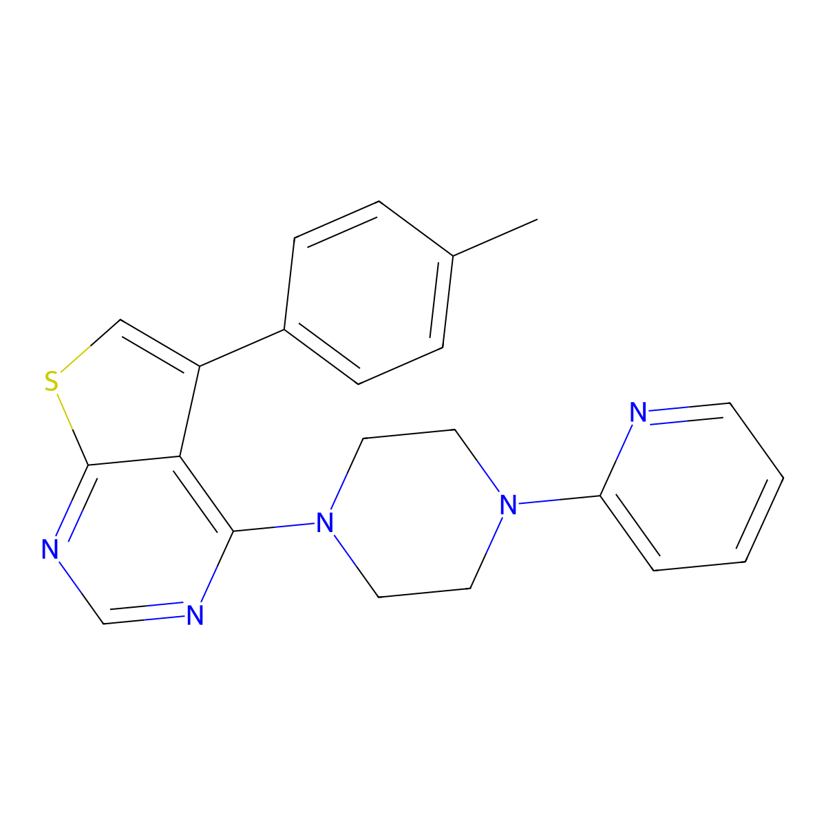 5-(4-Methylphenyl)-4-(4-pyridin-2-ylpiperazin-1-yl)thieno[2,3-d]pyrimidine molecular structure, CAS 315710-09-9