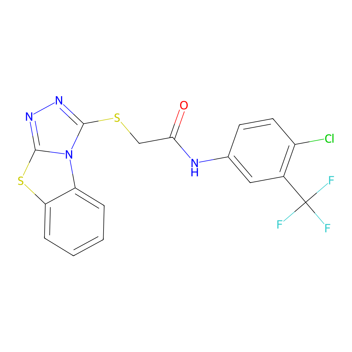 N-[4-chloro-3-(trifluoromethyl)phenyl]-2-([1,2,4]triazolo[3,4-b][1,3]benzothiazol-1-ylsulfanyl)acetamide molecular structure, CAS 315710-17-9