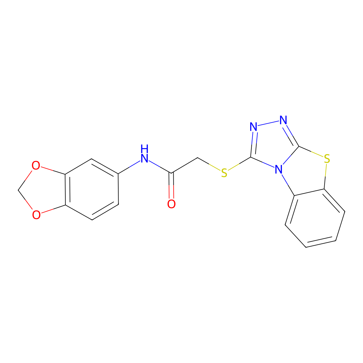 N-(1,3-benzodioxol-5-yl)-2-([1,2,4]triazolo[3,4-b][1,3]benzothiazol-3-ylsulfanyl)acetamide molecular structure, CAS 315710-29-3