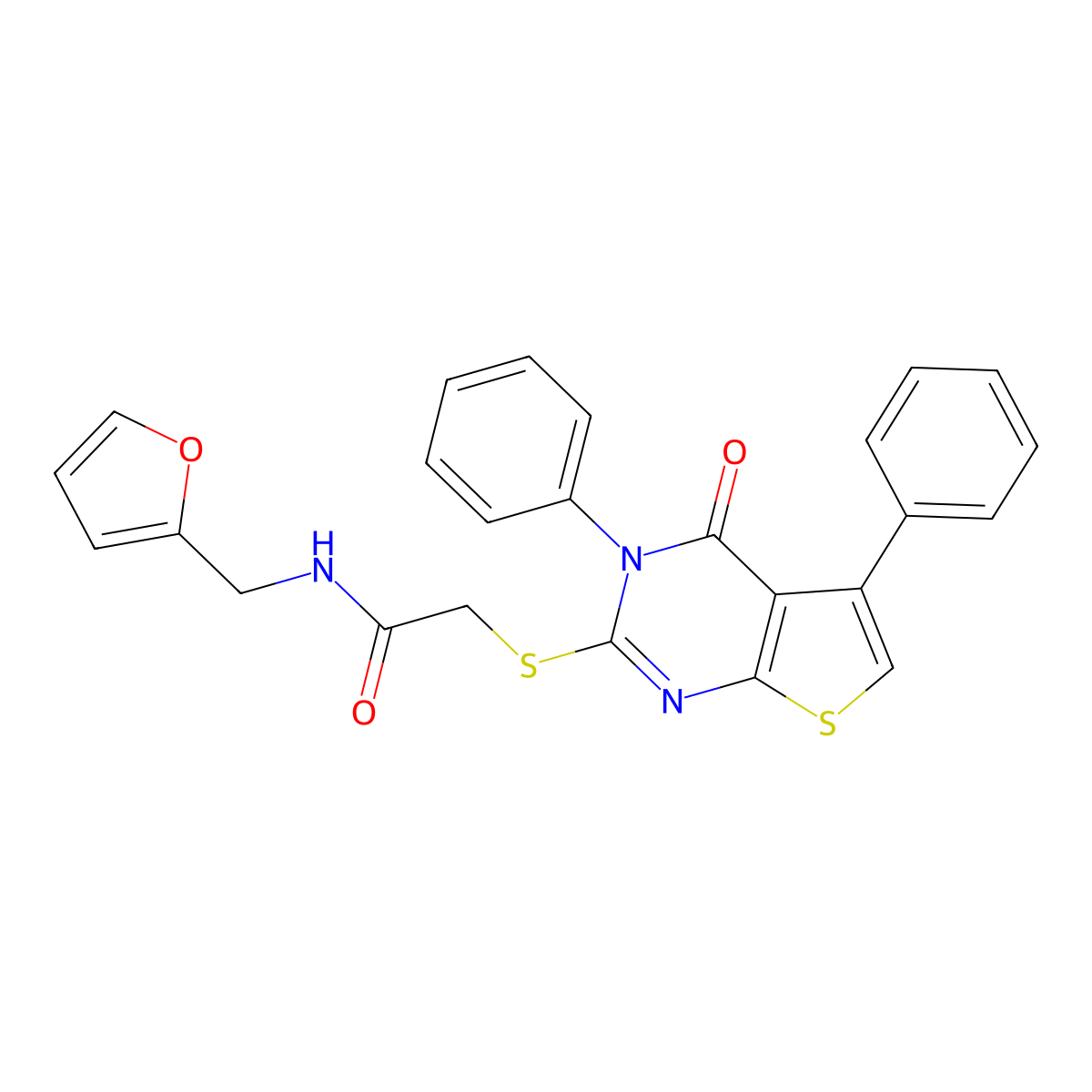 N-(furan-2-ylmethyl)-2-(4-oxo-3,5-diphenylthieno[2,3-d]pyrimidin-2-yl)sulfanylacetamide molecular structure, CAS 315710-36-2