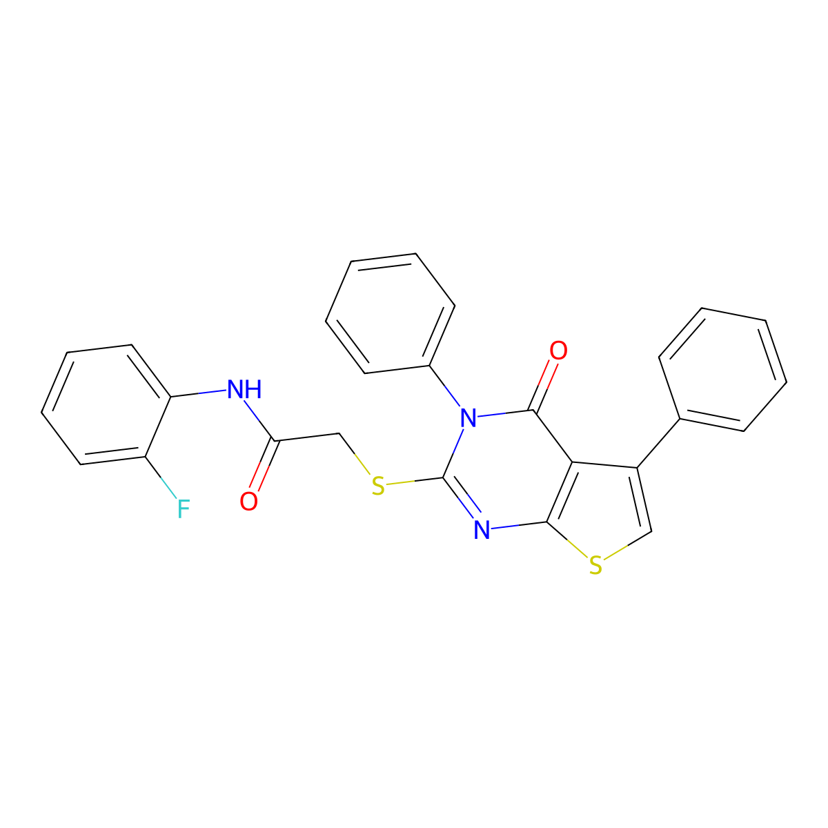 N-(2-fluorophenyl)-2-(4-oxo-3,5-diphenylthieno[2,3-d]pyrimidin-2-yl)sulfanylacetamide molecular structure, CAS 315710-39-5