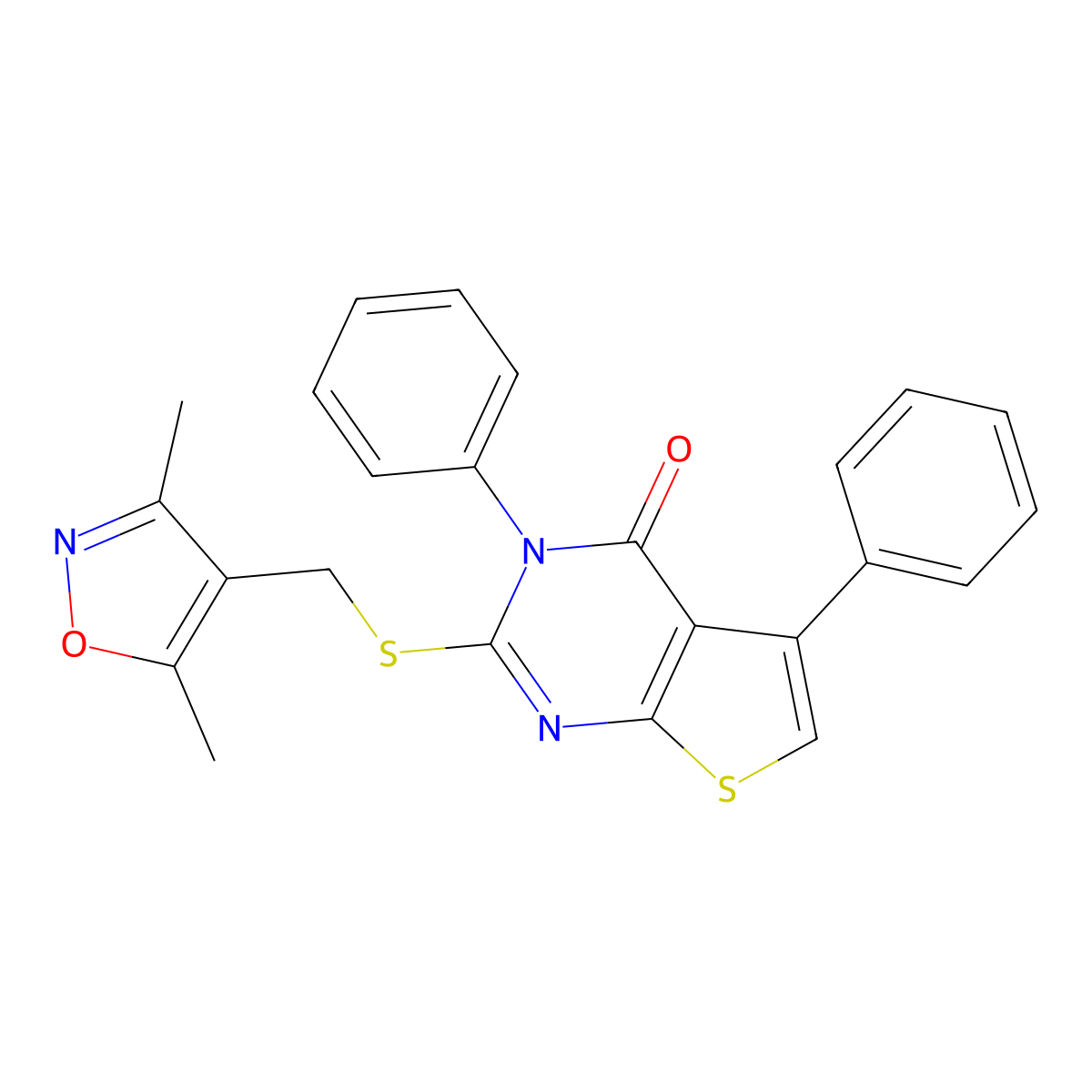 2-[(3,5-Dimethyl-1,2-oxazol-4-yl)methylsulfanyl]-3,5-diphenylthieno[2,3-d]pyrimidin-4-one molecular structure, CAS 315710-42-0