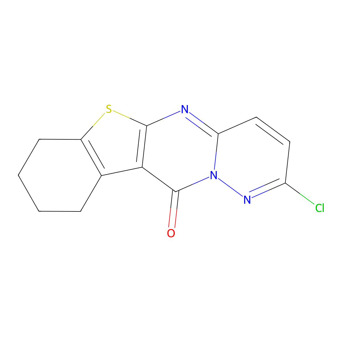 2-chloro-7,8,9,10-tetrahydro-11H-[1]benzothieno[2',3':4,5]pyrimido[1,2-b]pyridazin-11-one molecular structure, CAS 315710-49-7