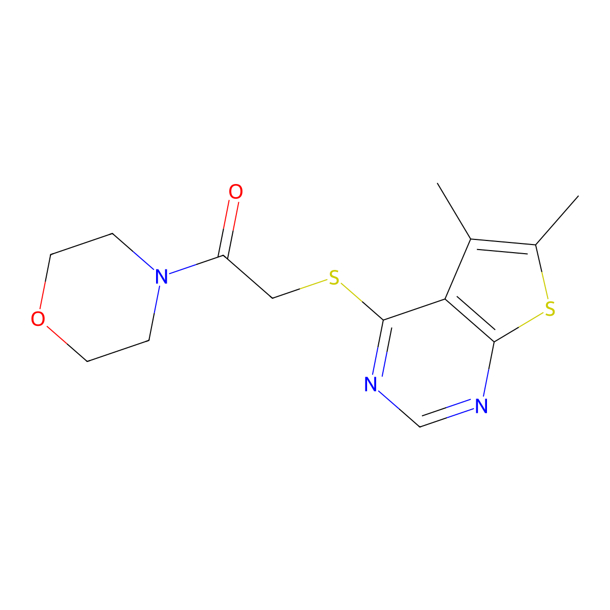 2-[(5,6-Dimethylthieno[2,3-d]pyrimidin-4-yl)thio]-1-(4-morpholinyl)ethanone molecular structure, CAS 315710-79-3