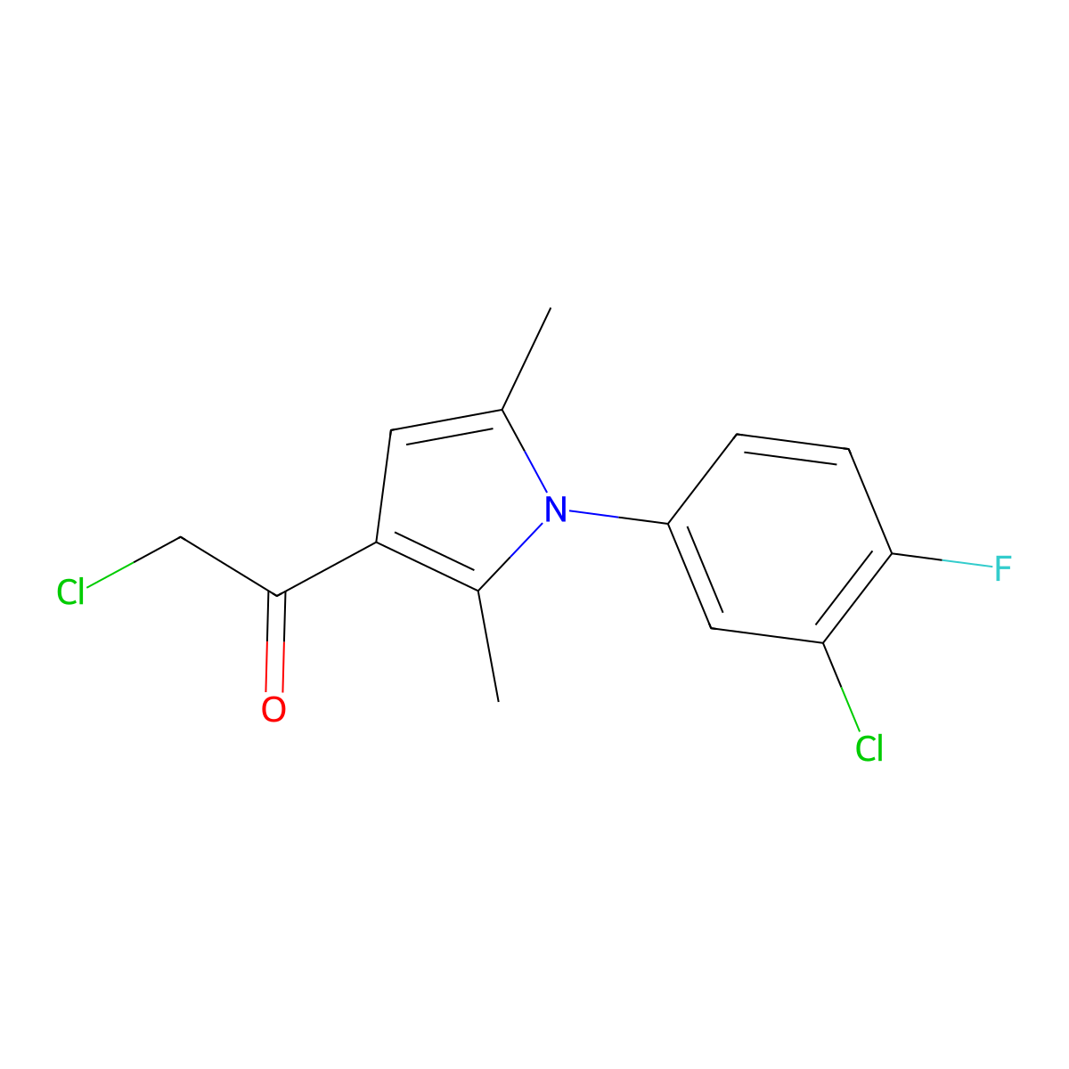 2-chloro-1-[1-(3-chloro-4-fluorophenyl)-2,5-dimethyl-1H-pyrrol-3-yl]ethan-1-one molecular structure, CAS 315710-83-9