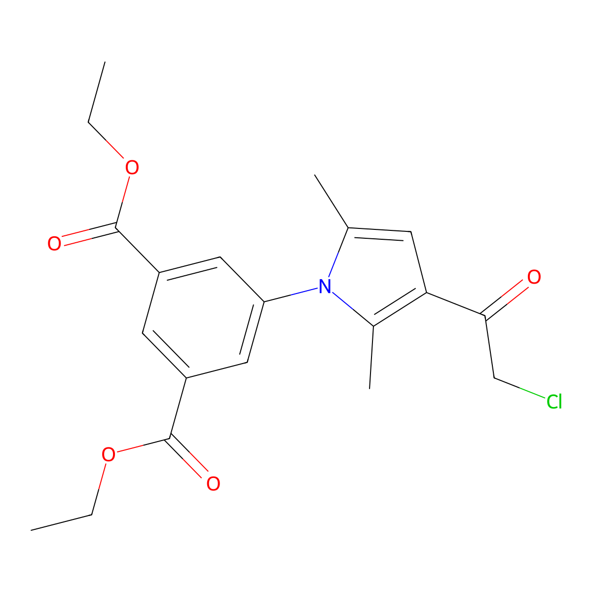 Ethyl 3-[3-(2-chloroacetyl)-2,5-dimethylpyrrolyl]-5-(ethoxycarbonyl)benzoate molecular structure, CAS 315710-84-0