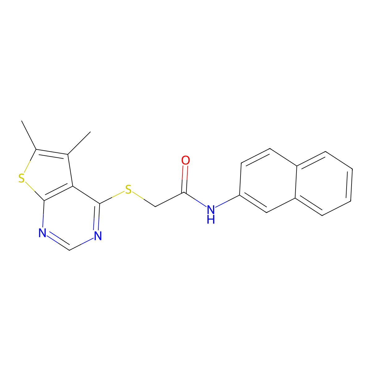 2-({5,6-dimethylthieno[2,3-d]pyrimidin-4-yl}sulfanyl)-N-(naphthalen-2-yl)acetamide molecular structure, CAS 315711-11-6