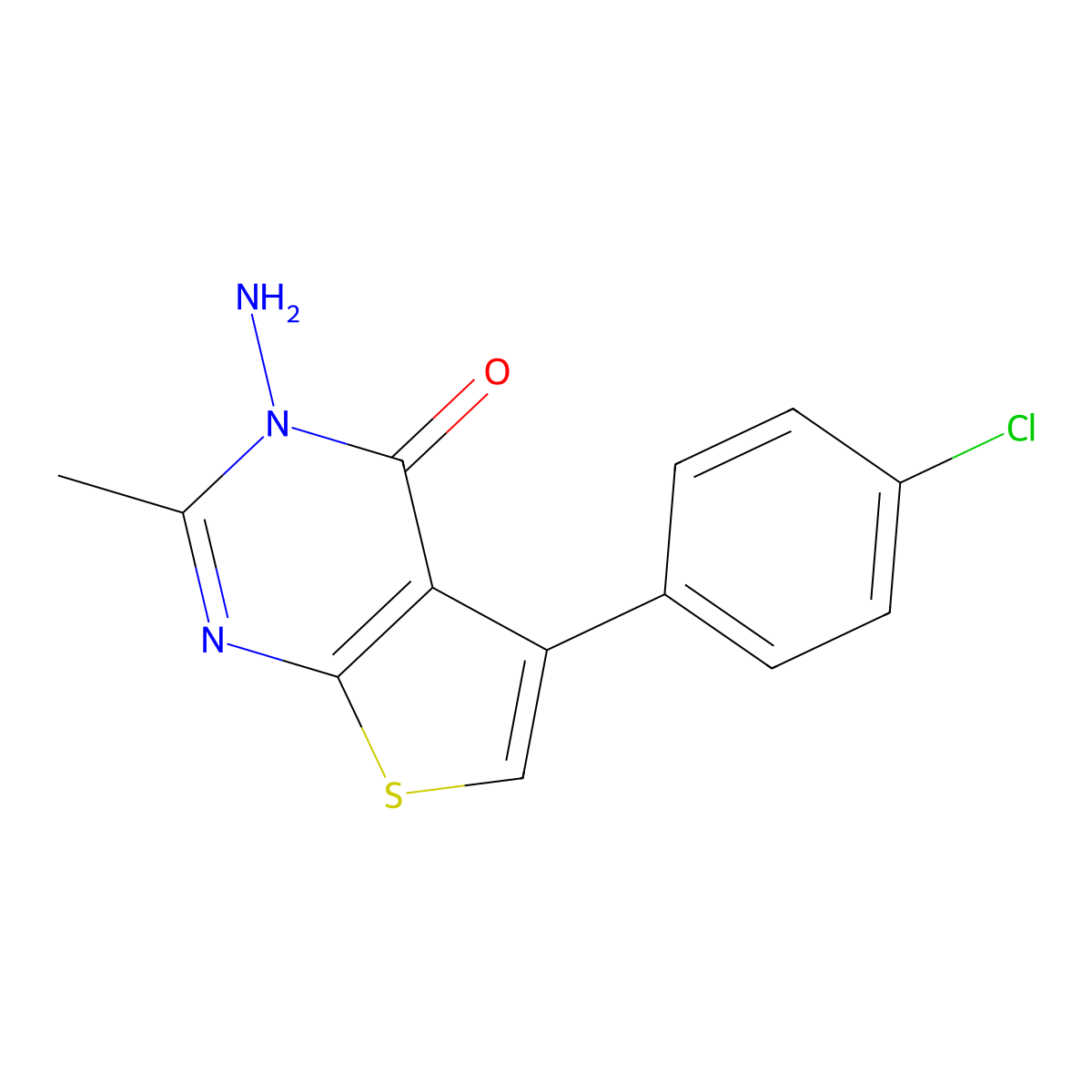 3-amino-5-(4-chlorophenyl)-2-methyl-3H,4H-thieno[2,3-d]pyrimidin-4-one molecular structure, CAS 315711-16-1