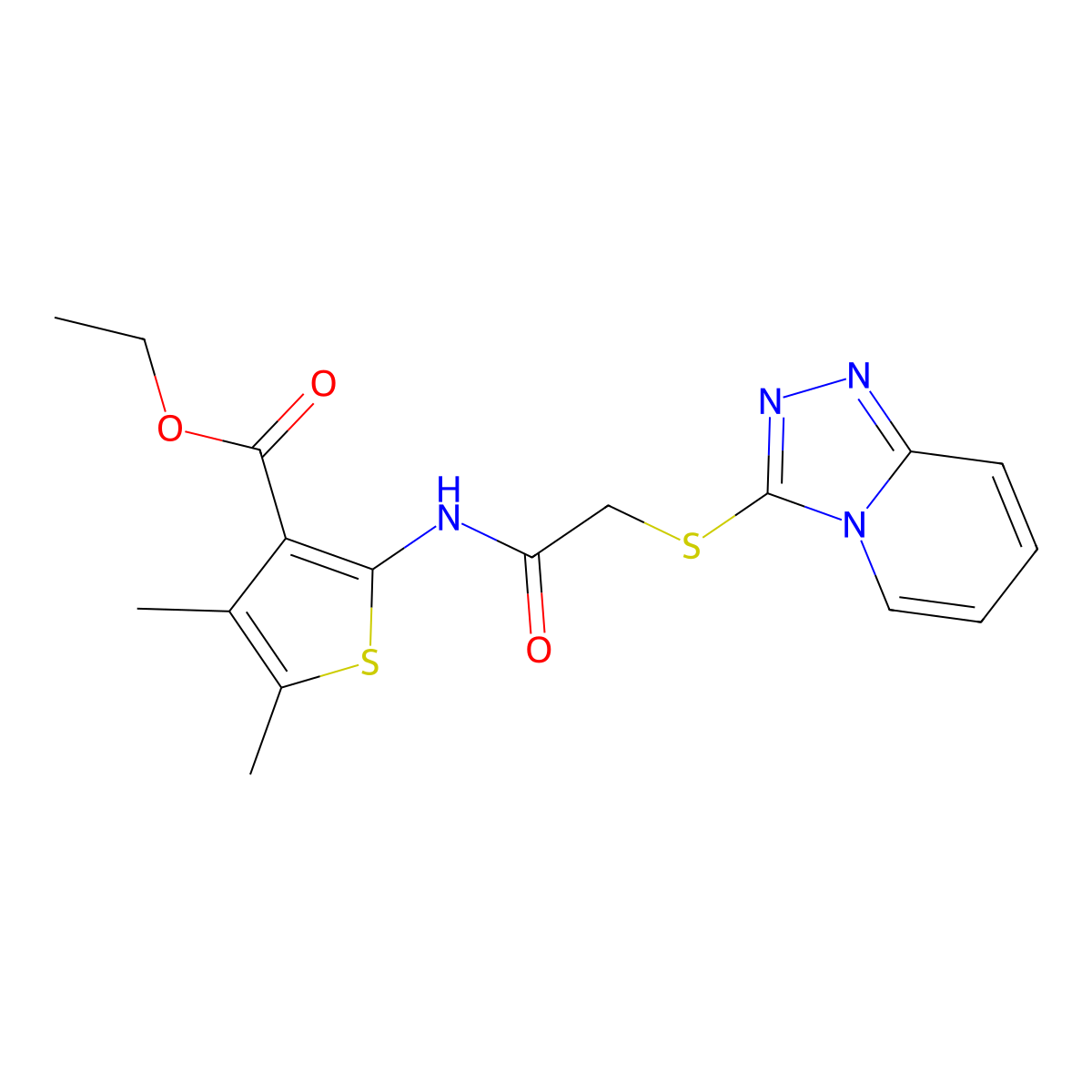 Ethyl 4,5-dimethyl-2-[[2-([1,2,4]triazolo[4,3-a]pyridin-3-ylsulfanyl)acetyl]amino]thiophene-3-carboxylate molecular structure, CAS 315711-19-4