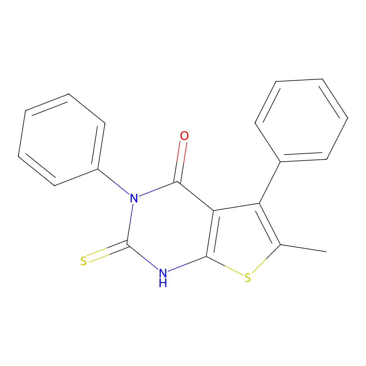 6-methyl-3,5-diphenyl-2-thioxo-2,3-dihydrothieno[2,3-d]pyrimidin-4(1H)-one molecular structure, CAS 315711-23-0